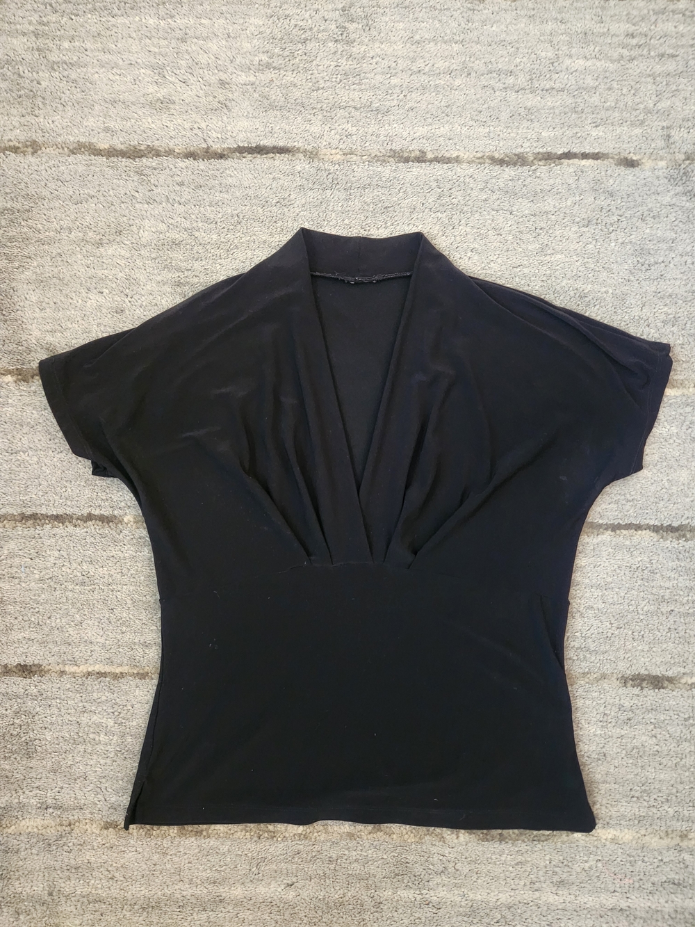 Black Women’s V-Neck Draped Top